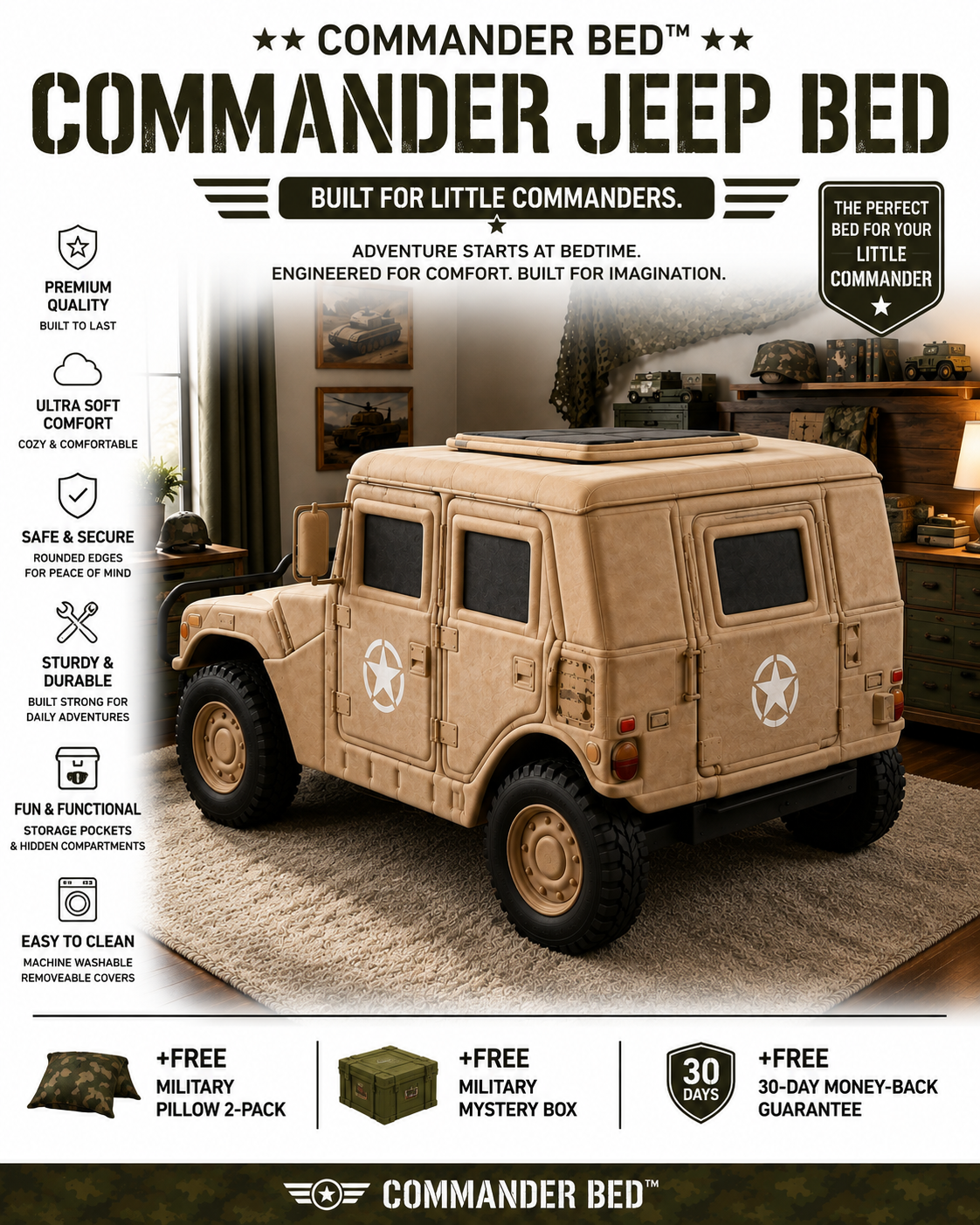 Commander Bed™ – Jeep 4×4 Desert Tan