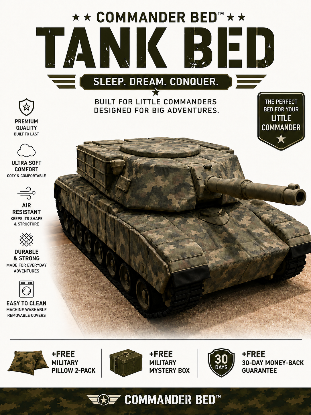 Commander Bed™ – Mixed Military Camo Tank