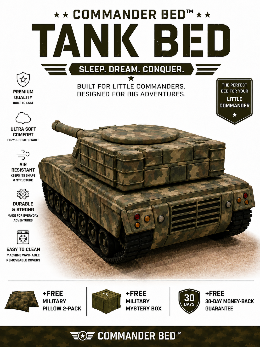 Commander Bed™ – Mixed Military Camo Tank