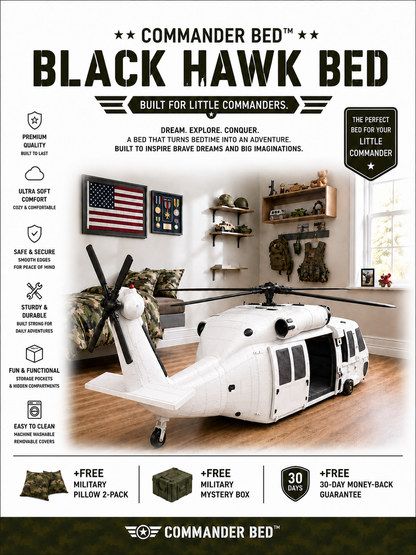 Commander Bed™ – Black Hawk Helicopter White Ghost Camo