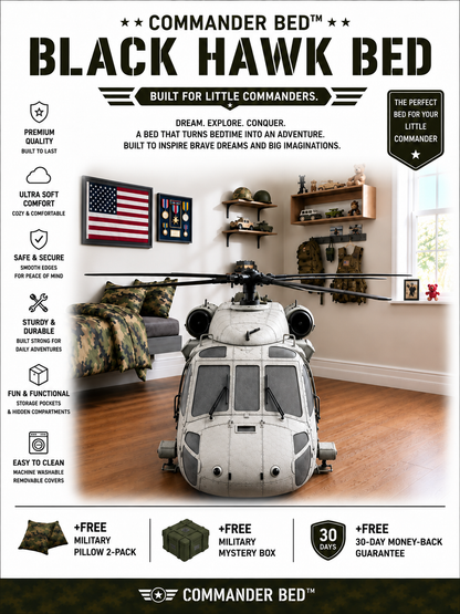 Commander Bed™ – Black Hawk Helicopter White Ghost Camo