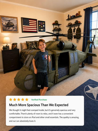 Commander Bed™ – Black Hawk Helicopter White Ghost Camo